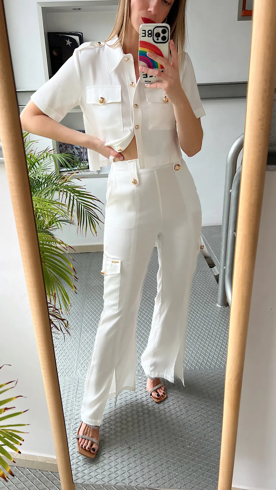 Pantalón Cargo Blanco Luxury(Se Vende En Conjunto)