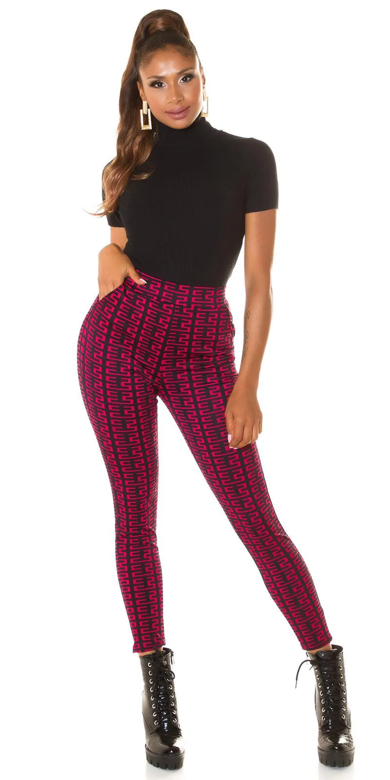 Pantalón de Cintura Alta Rosa