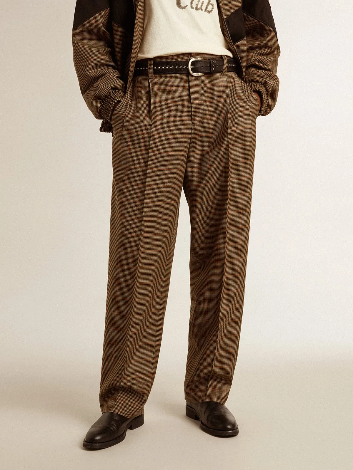 Pantalón de hombre de pata de gallo tricolor