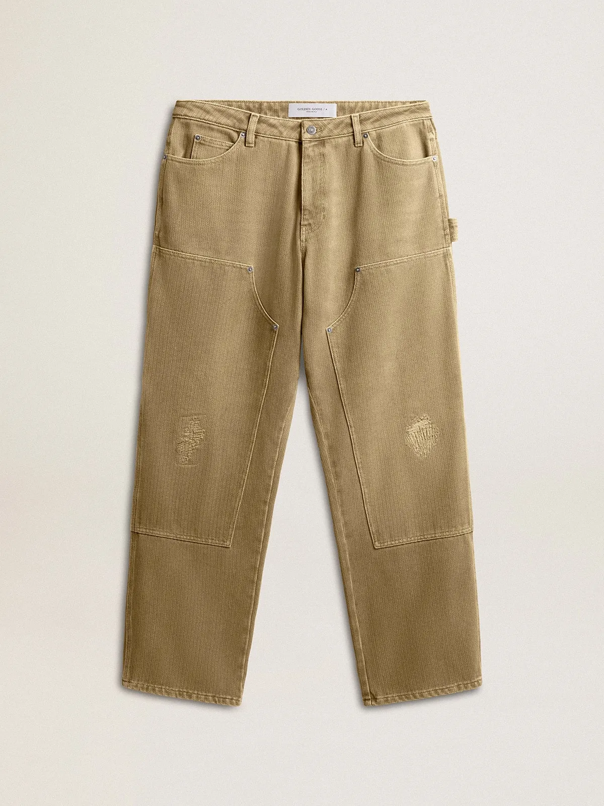 Pantalón de hombre en algodón con efecto desgastado