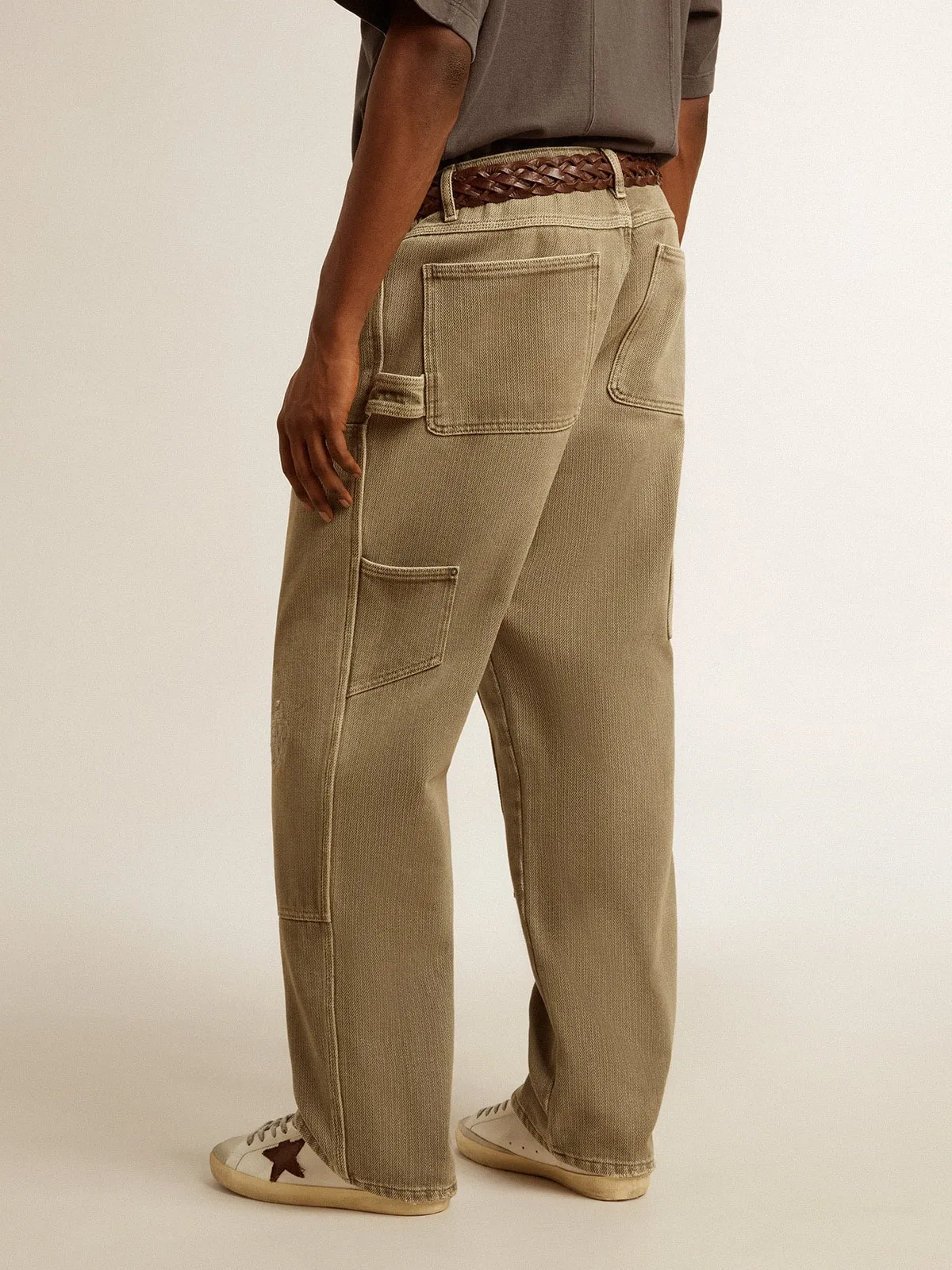 Pantalón de hombre en algodón con efecto desgastado
