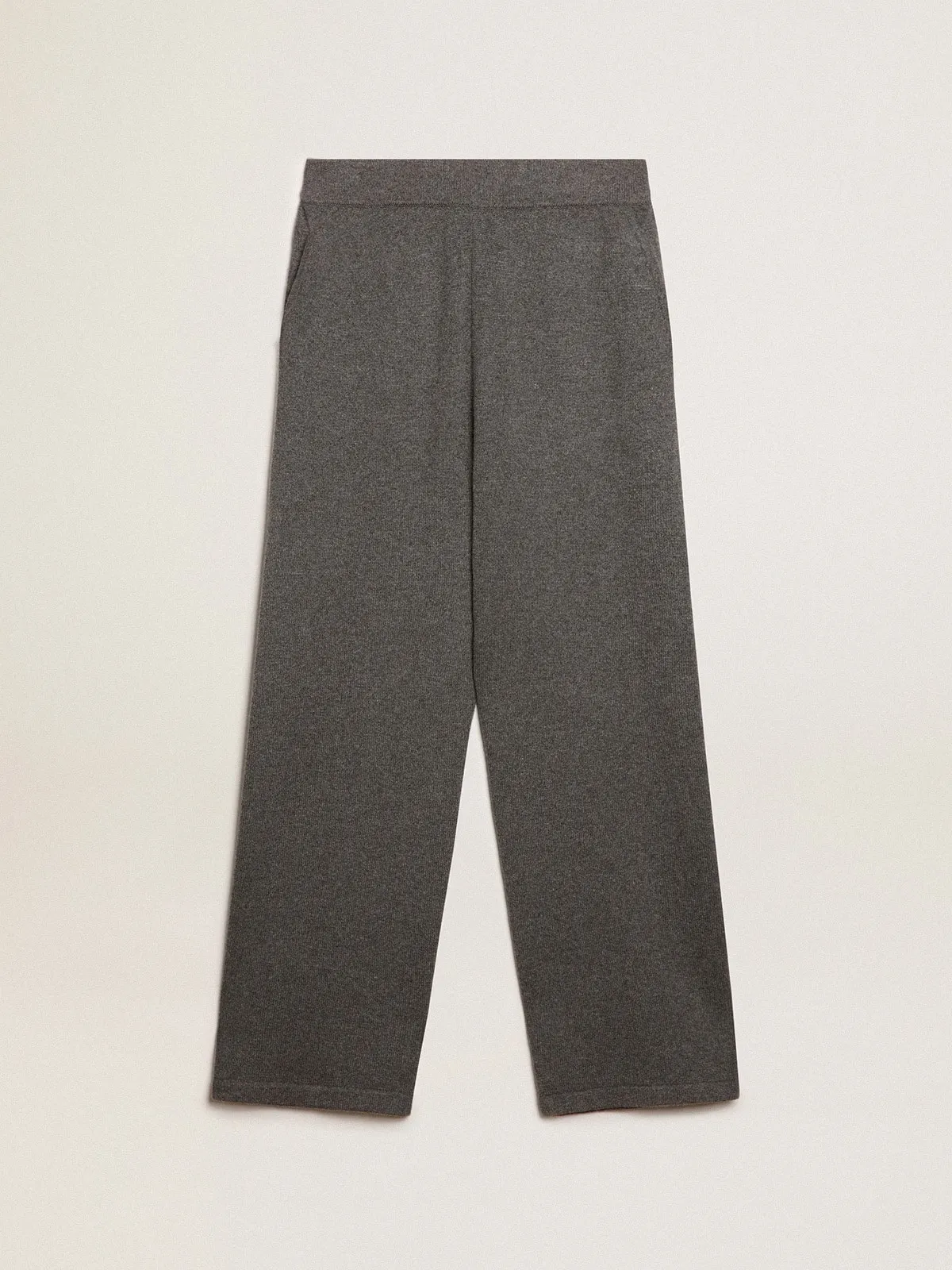 Pantalón jogger de hombre en mezcla de cachemira color gris jaspeado