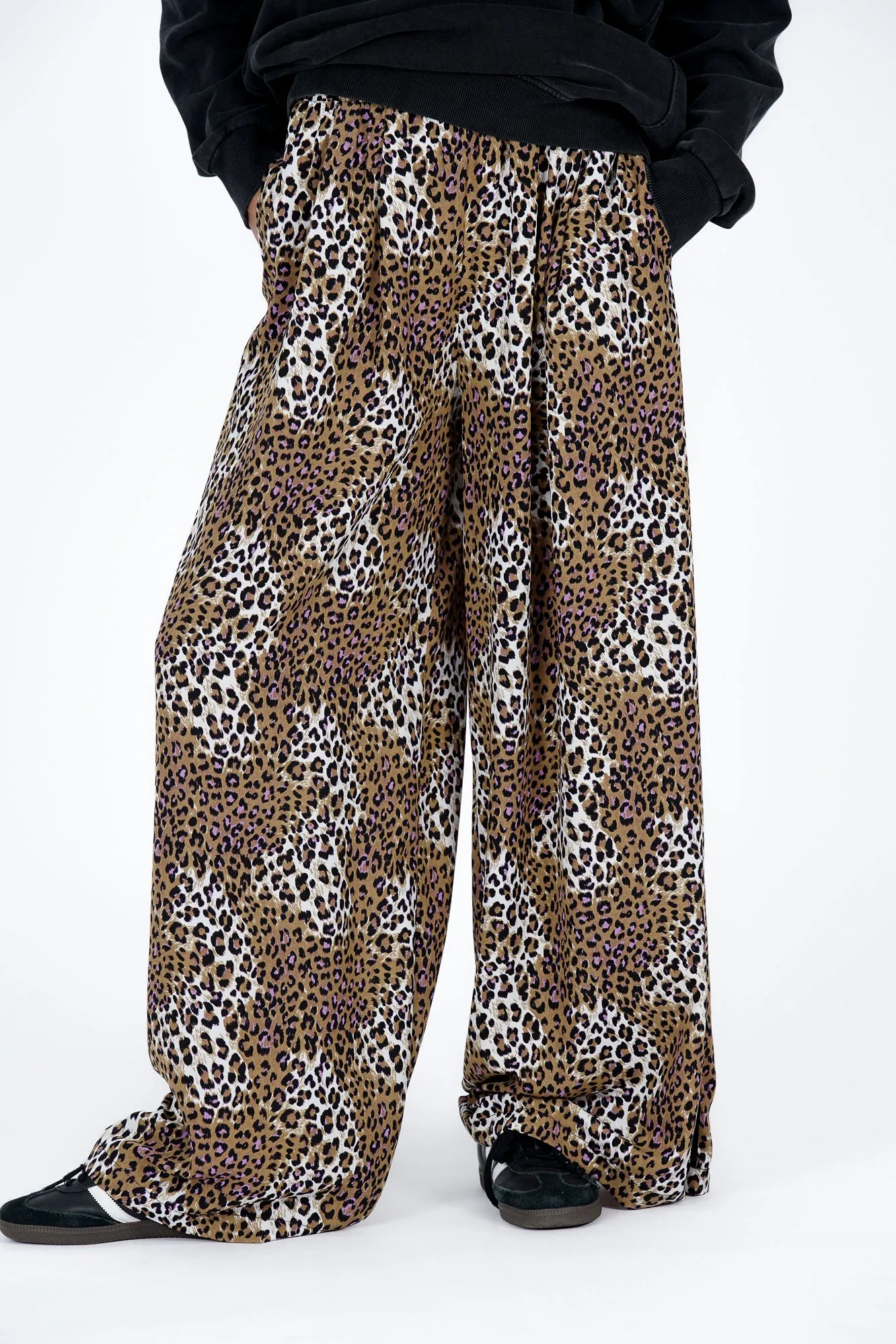Pantalón Wide Leg  Animal Print camel y lila