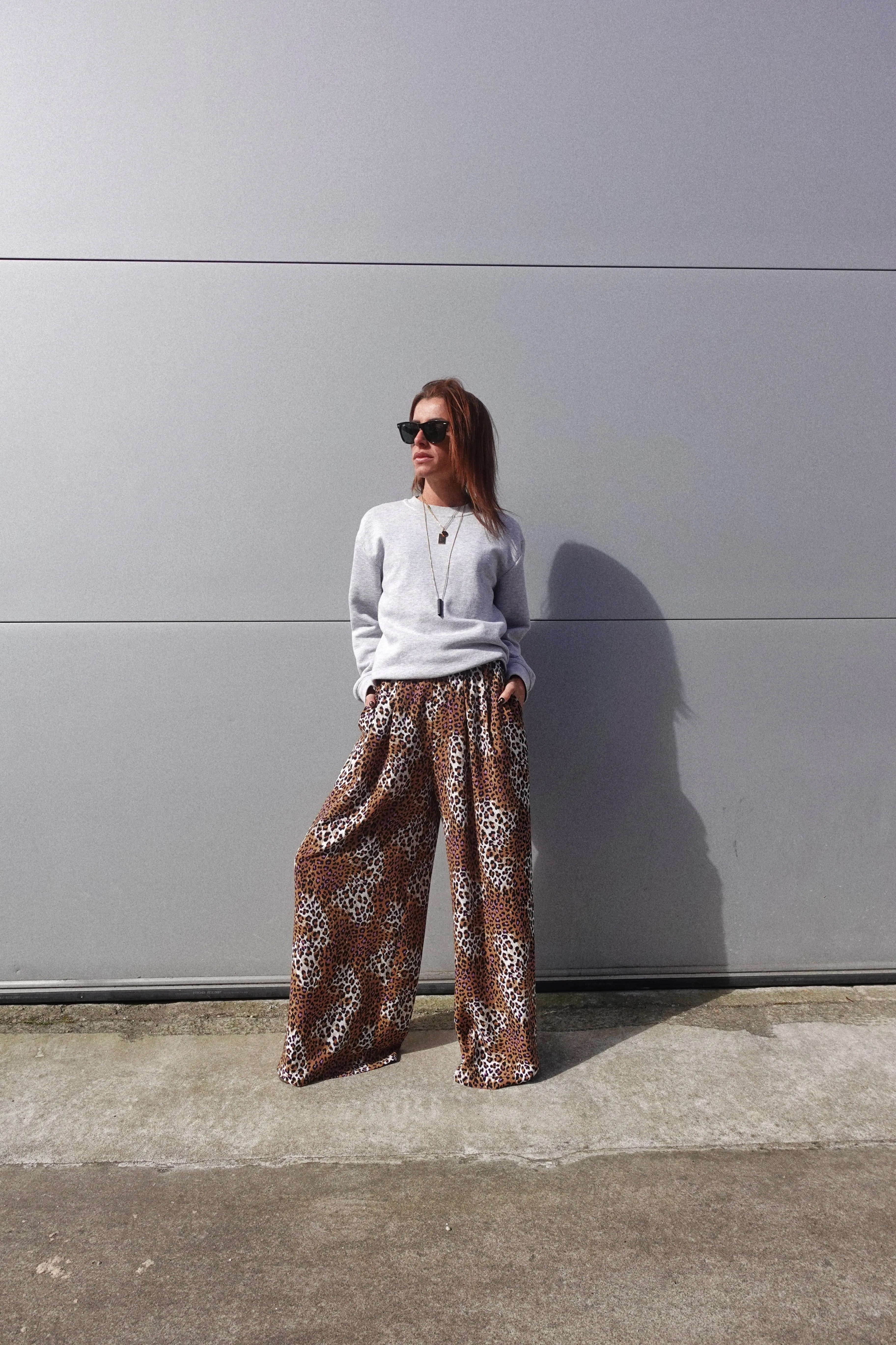 Pantalón Wide Leg  Animal Print camel y lila
