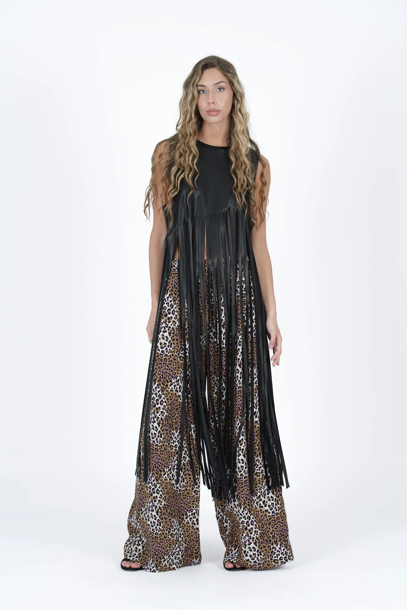 Pantalón Wide Leg  Animal Print camel y lila