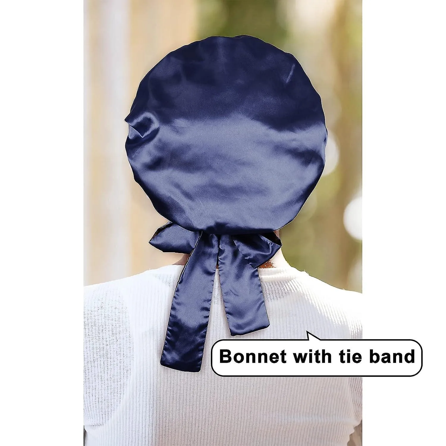 REVERSIBLE SILK HAIR BONNET FOR BLACK WOMEN  NAVY/PINK