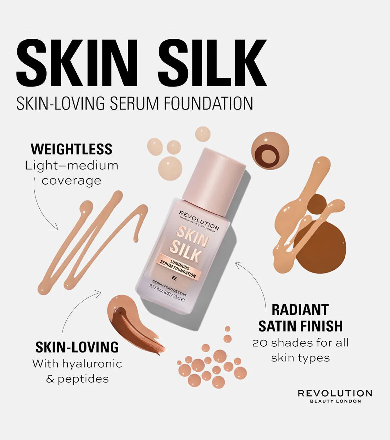 REVOLUTION  BASE DE MAQUILLAJE SKIN SILK SERUM FOUNDATION  F0.5