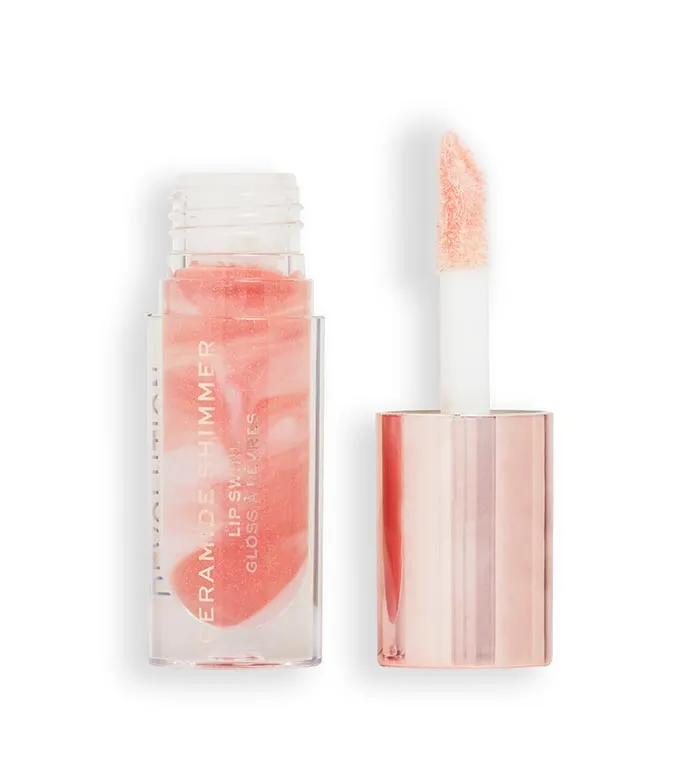 REVOLUTION  BRILLO DE LABIOS CERAMIDE SHIMMER LIP SWIRL  GLITZ NUDE