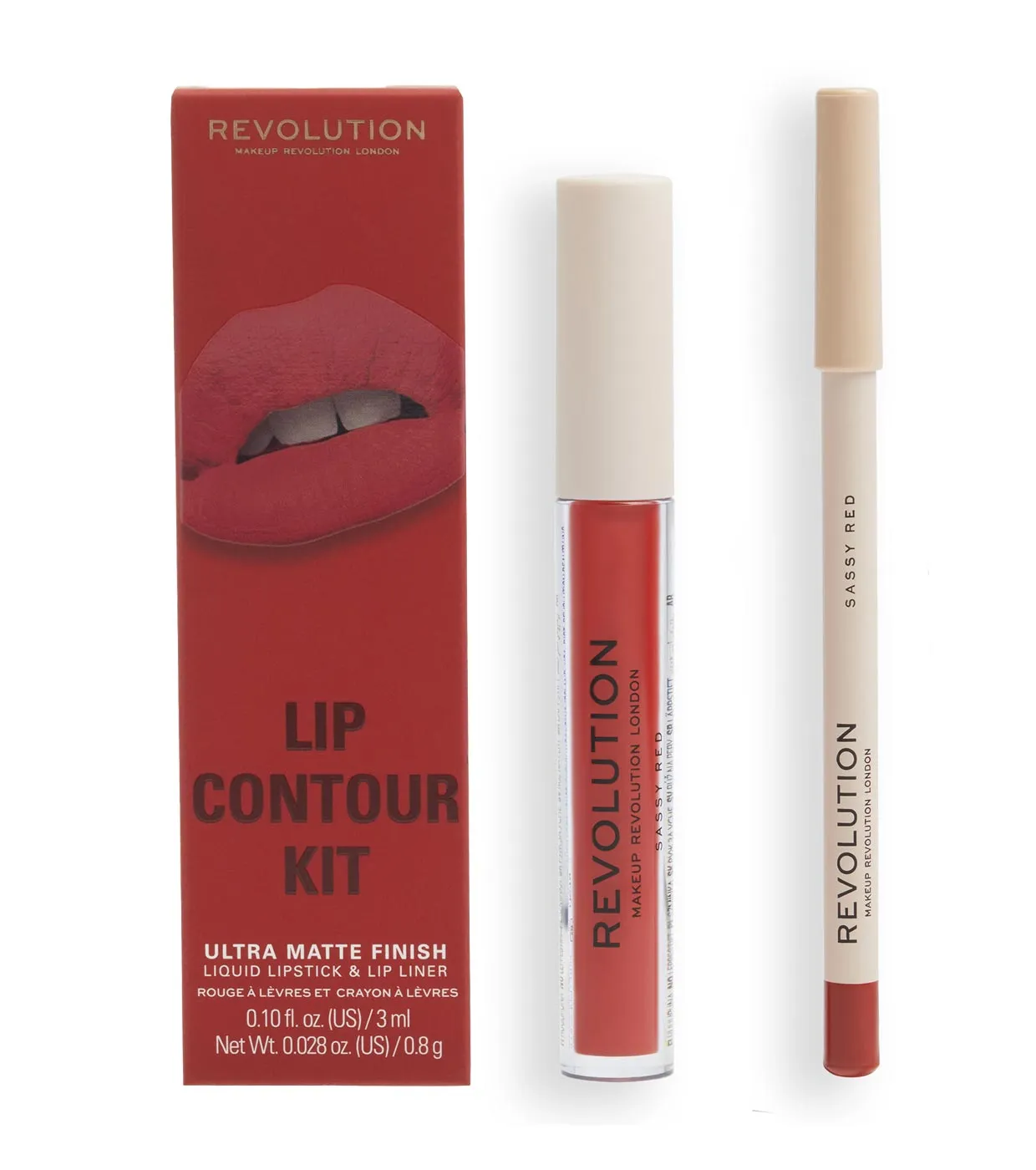 REVOLUTION  SET DE LABIOS LIP CONTOUR  SASSY RED