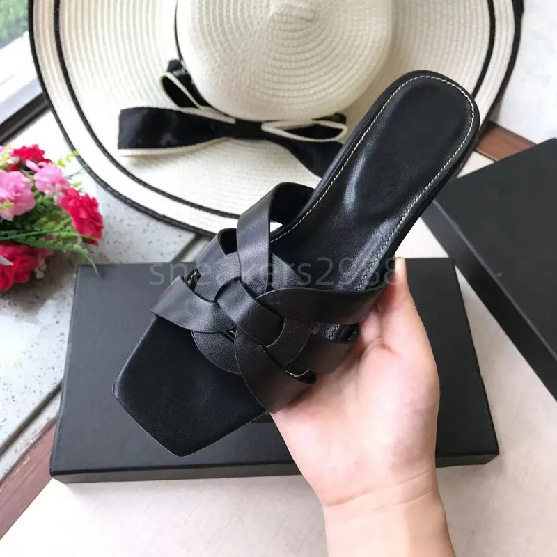 Saludo al diseñador de sandalias cruzadas tejidas, zapatillas, lujosos zapatos con tacón deslizante y punta abierta, zapatos cas