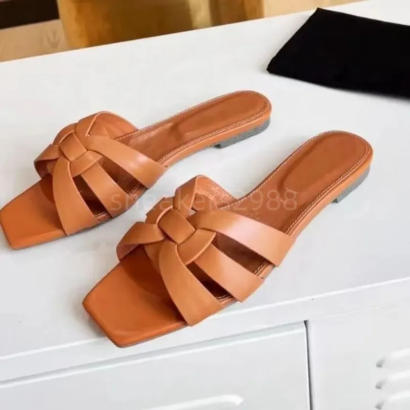 Saludo al diseñador de sandalias cruzadas tejidas, zapatillas, lujosos zapatos con tacón deslizante y punta abierta, zapatos cas