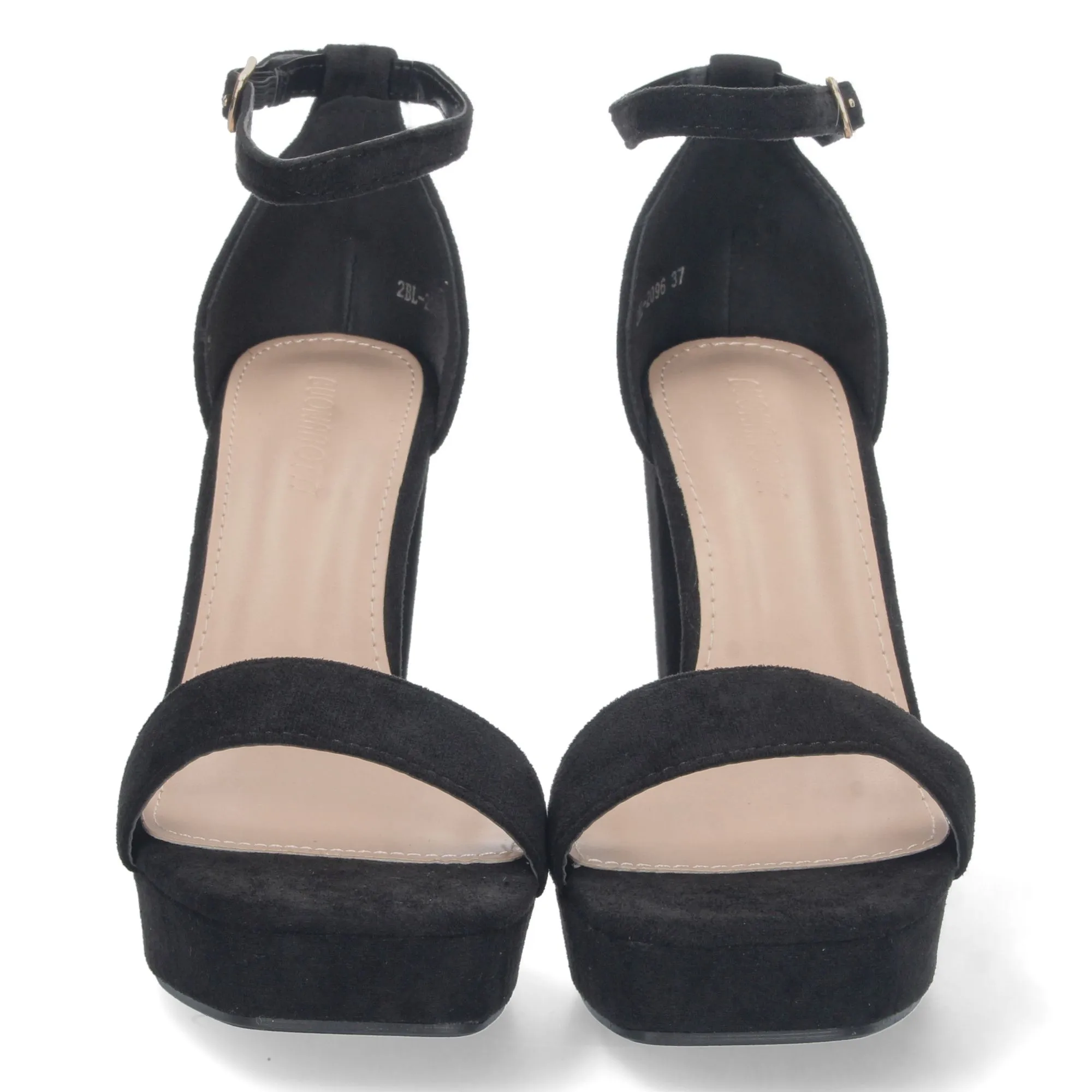 Sandalia de tacón cómodo para fiesta mujer color negro