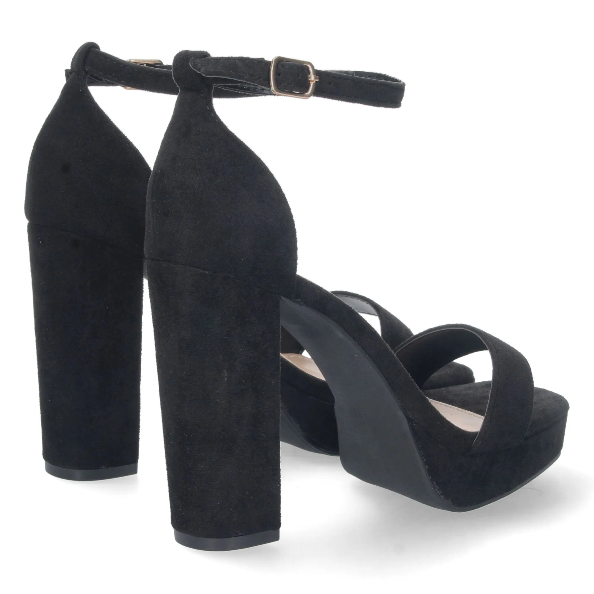 Sandalia de tacón cómodo para fiesta mujer color negro