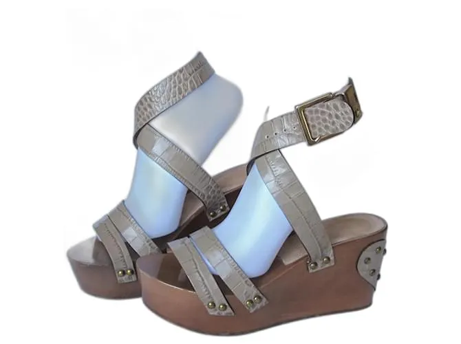 Sandalias de cuña de madera TWIN SET Castaño Beige 