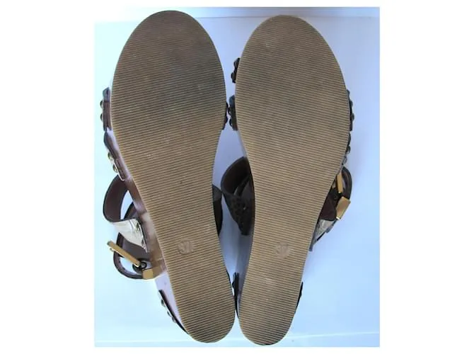 Sandalias de cuña de madera TWIN SET Castaño Beige 