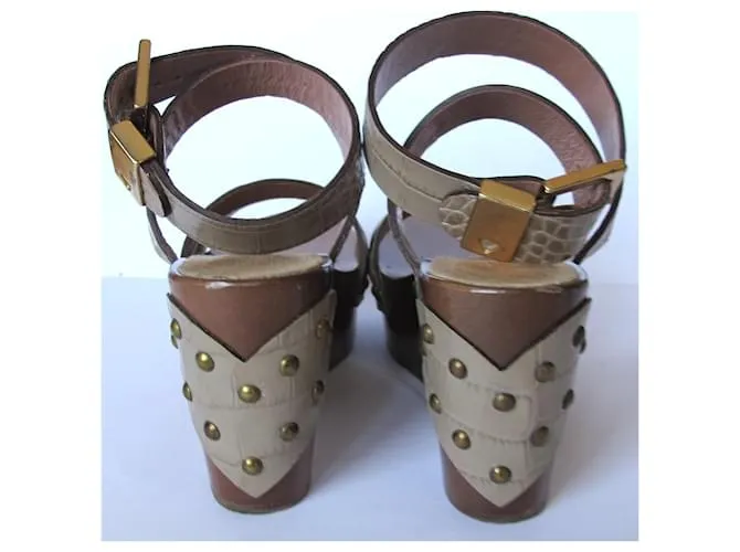 Sandalias de cuña de madera TWIN SET Castaño Beige 