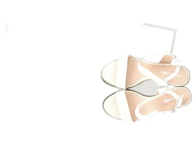 Sandalias de cuña espadrille con tira en el tobillo Nicholas Kirkwood en cuero blanco brillante Crudo 