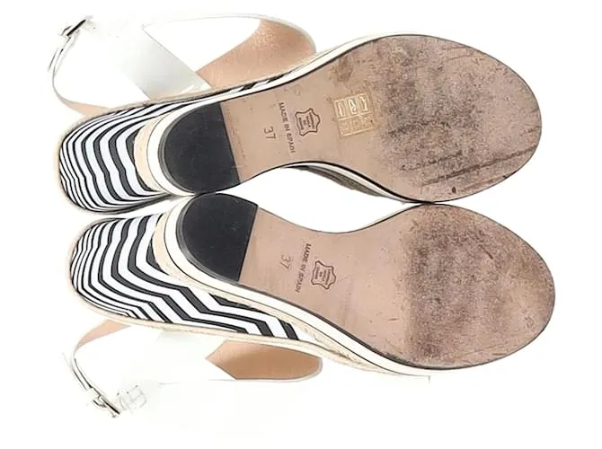 Sandalias de cuña espadrille con tira en el tobillo Nicholas Kirkwood en cuero blanco brillante Crudo 
