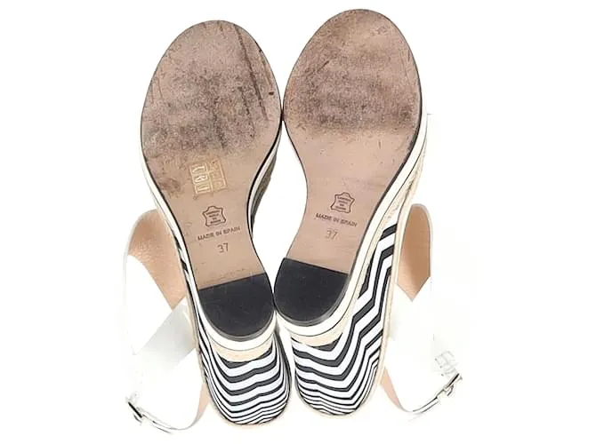 Sandalias de cuña espadrille con tira en el tobillo Nicholas Kirkwood en cuero blanco brillante Crudo 