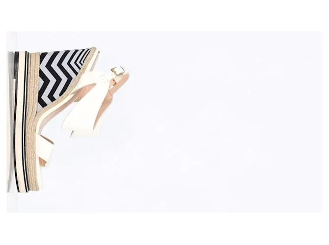 Sandalias de cuña espadrille con tira en el tobillo Nicholas Kirkwood en cuero blanco brillante Crudo 