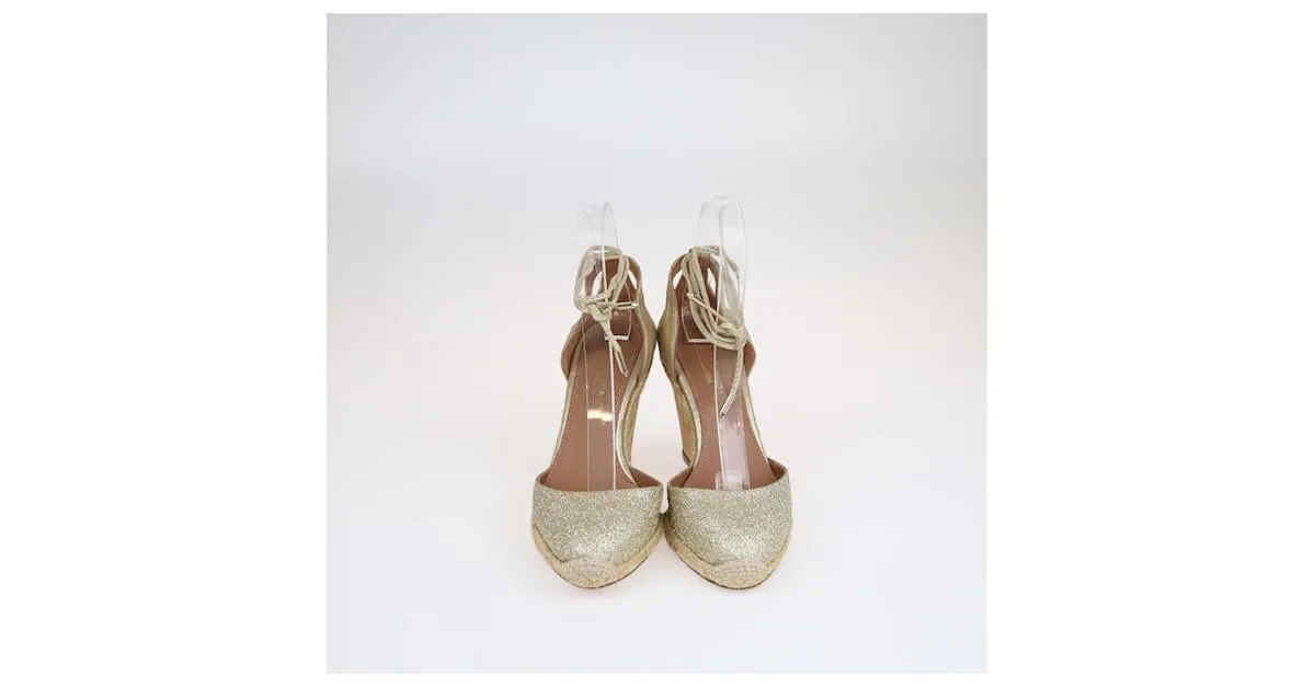 Sandalias de cuña Gold Palm Beach de Aquazzura Dorado 