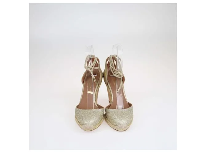 Sandalias de cuña Gold Palm Beach de Aquazzura Dorado 