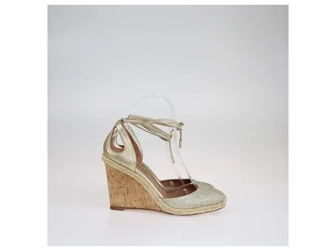 Sandalias de cuña Gold Palm Beach de Aquazzura Dorado 