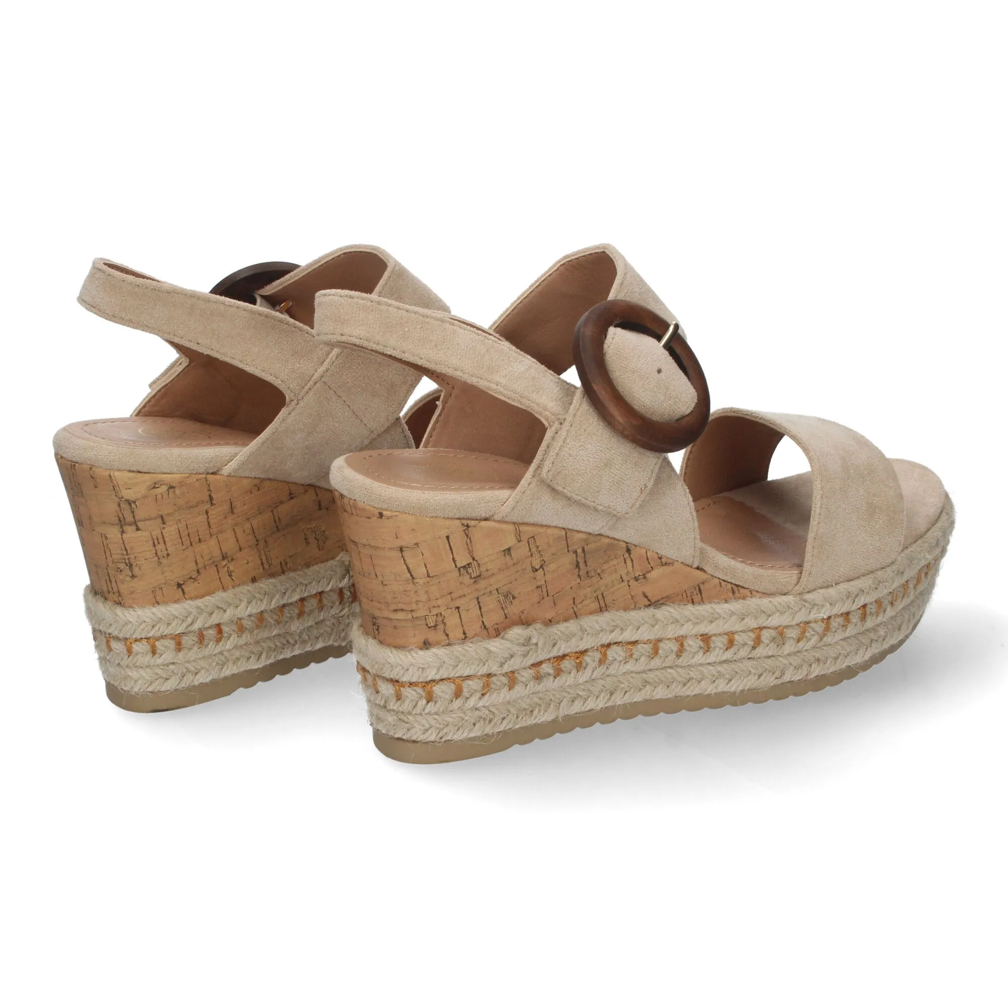 SANDALIAS DE CUñA MEDIA EN YUTE Y CORCHO PARA MUJER COLOR BEIGE LA716