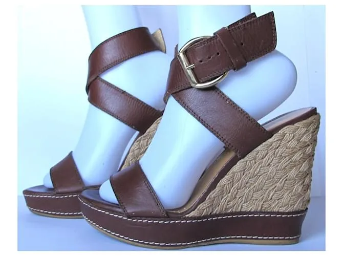 Sandalias de cuña STUART WEITZMAN 37 Castaño 