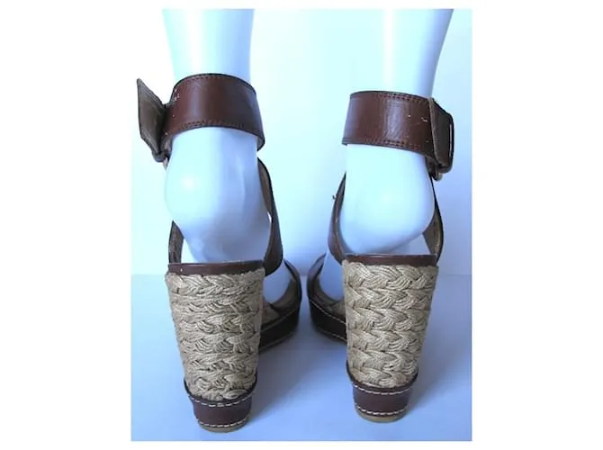 Sandalias de cuña STUART WEITZMAN 37 Castaño 