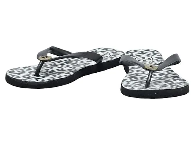 Sandalias de goma con logo de Tory Burch de 25 cm en muy buen estado Negro 