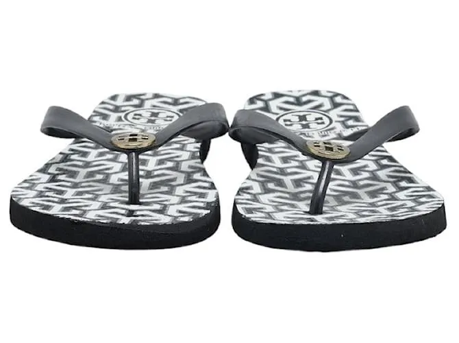 Sandalias de goma con logo de Tory Burch de 25 cm en muy buen estado Negro 