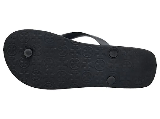 Sandalias de goma con logo de Tory Burch de 25 cm en muy buen estado Negro 