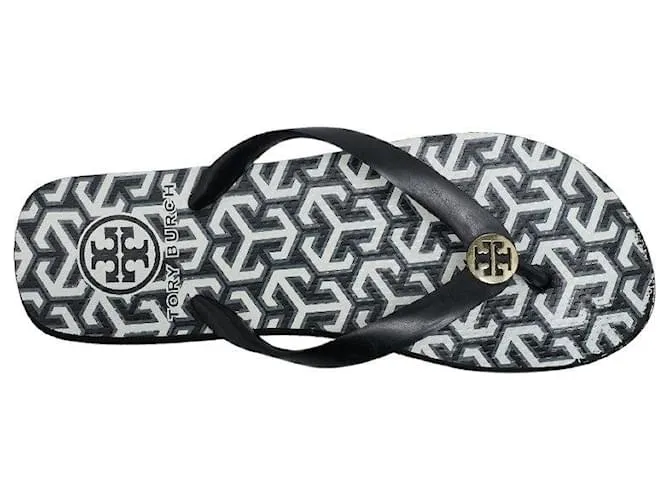 Sandalias de goma con logo de Tory Burch de 25 cm en muy buen estado Negro 