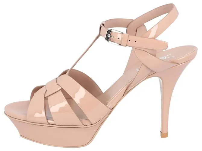 Sandalias de plataforma Tribute Saint Laurent Beige Castaño 