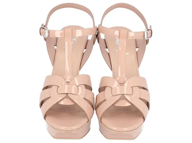 Sandalias de plataforma Tribute Saint Laurent Beige Castaño 