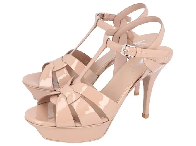 Sandalias de plataforma Tribute Saint Laurent Beige Castaño 