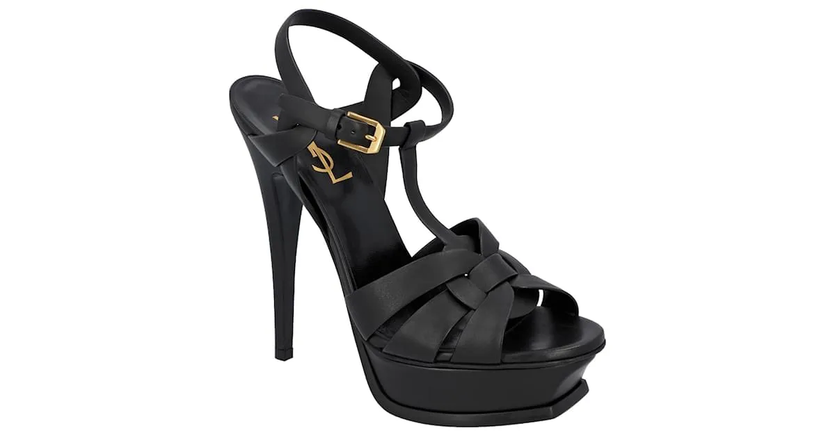 Sandalias de plataforma Tribute Saint Laurent negras Negro 