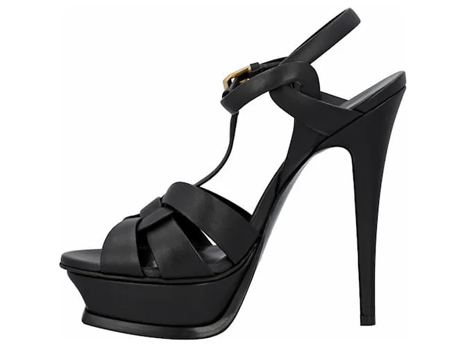 Sandalias de plataforma Tribute Saint Laurent negras Negro 