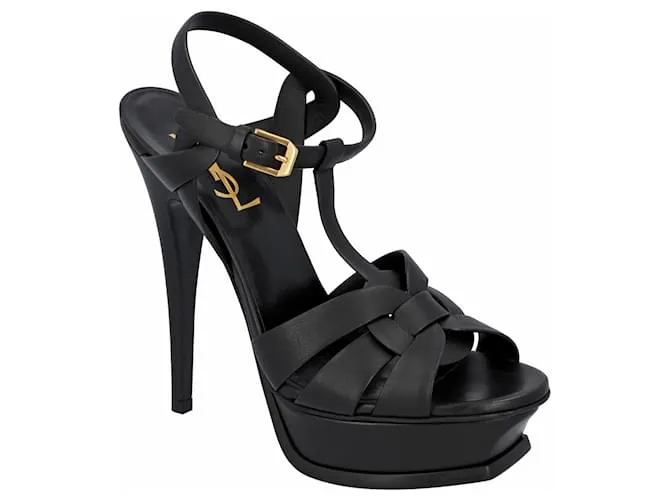 Sandalias de plataforma Tribute Saint Laurent negras Negro 