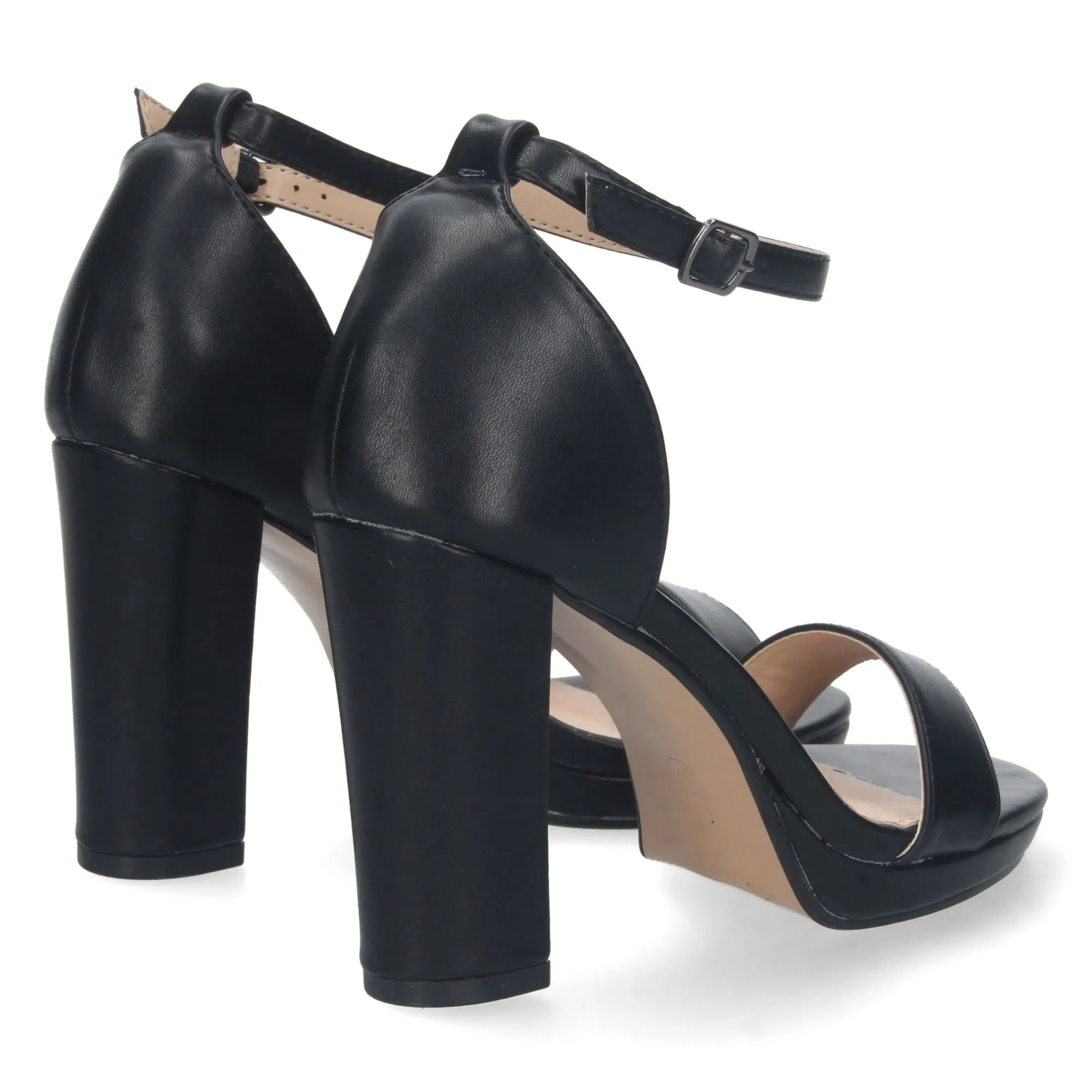 Sandalias de tacón para vestir cierre ankle strap mujer negro