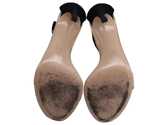 Sandalias de tobillo Gianvito Rossi Portofino en cuero y ante dorado y negro 