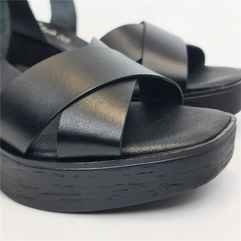 Sandalias Mule Tacón Medio Mujer Piel Plantilla Acolchada 270 Negro, de Amelie
