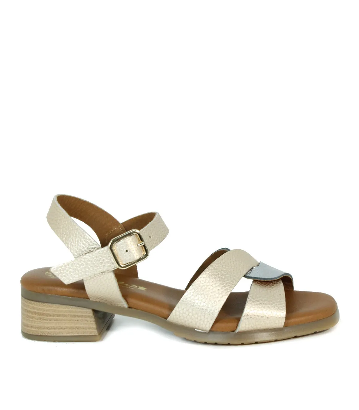 SANDALIAS PIEL CON PLANTA DE GEL APLAUSO 2672 PLATINO