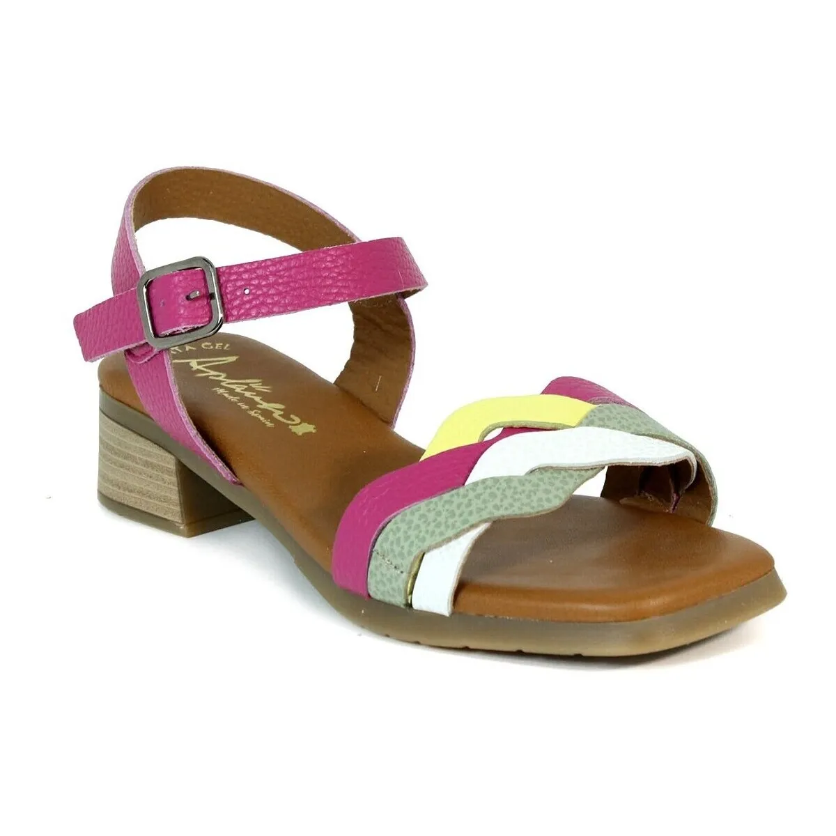 SANDALIAS PIEL PLANTA DE GEL  2678 FUXIA