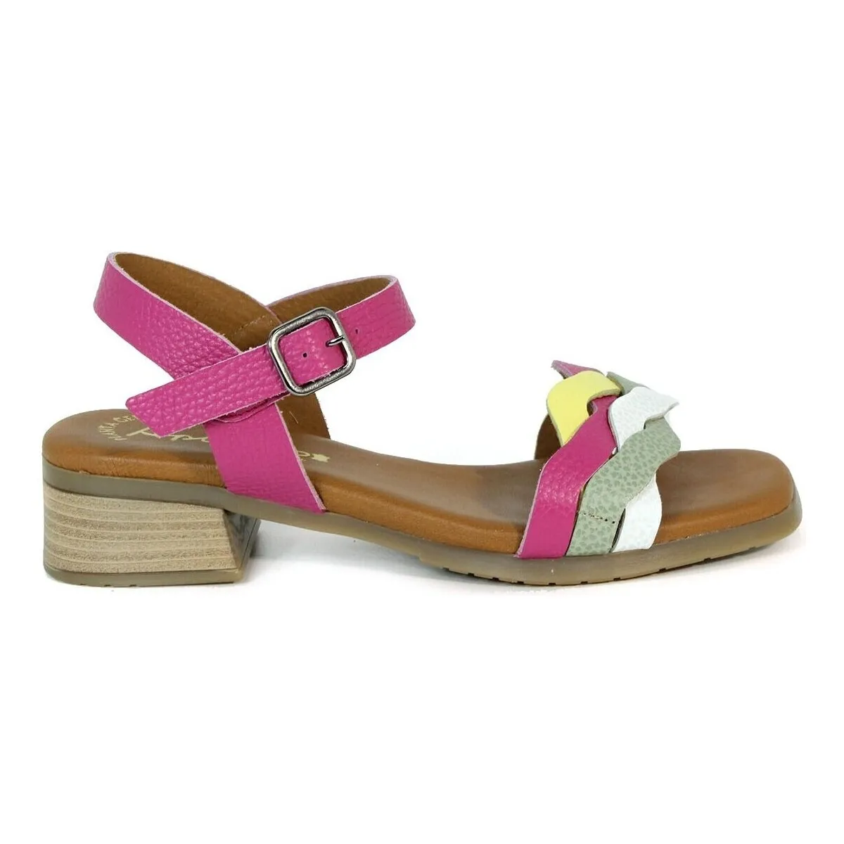 SANDALIAS PIEL PLANTA DE GEL  2678 FUXIA