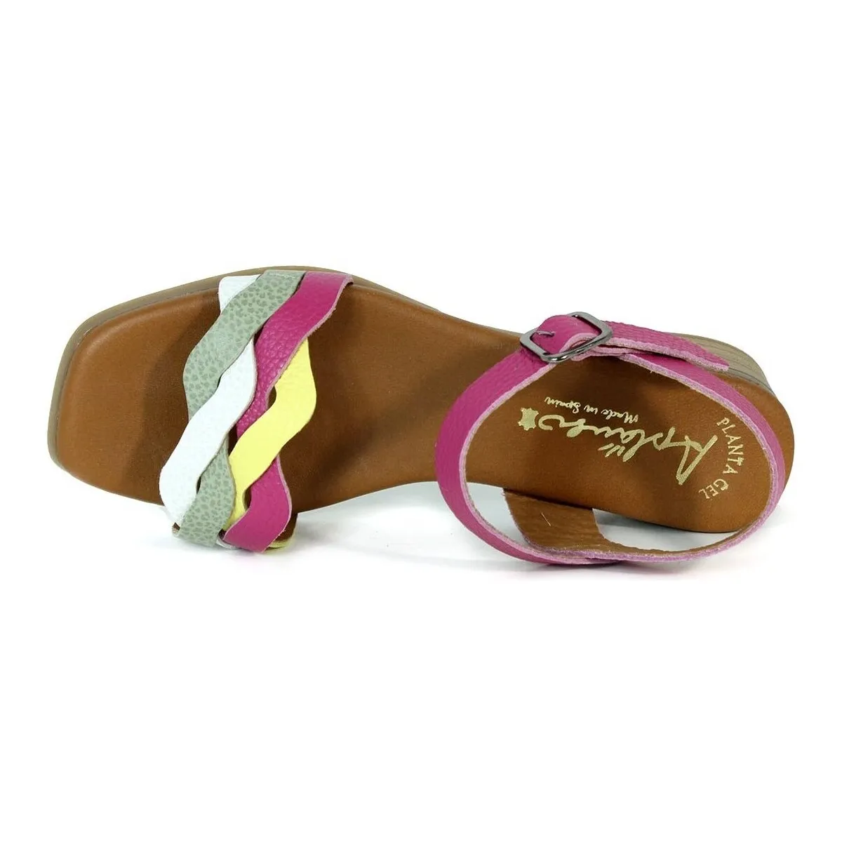 SANDALIAS PIEL PLANTA DE GEL  2678 FUXIA
