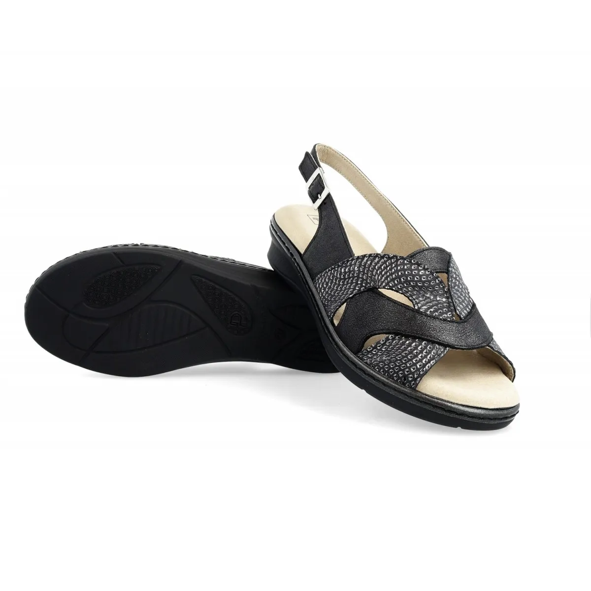 Sandalias Pitillos ancho especial mujer negro  6001