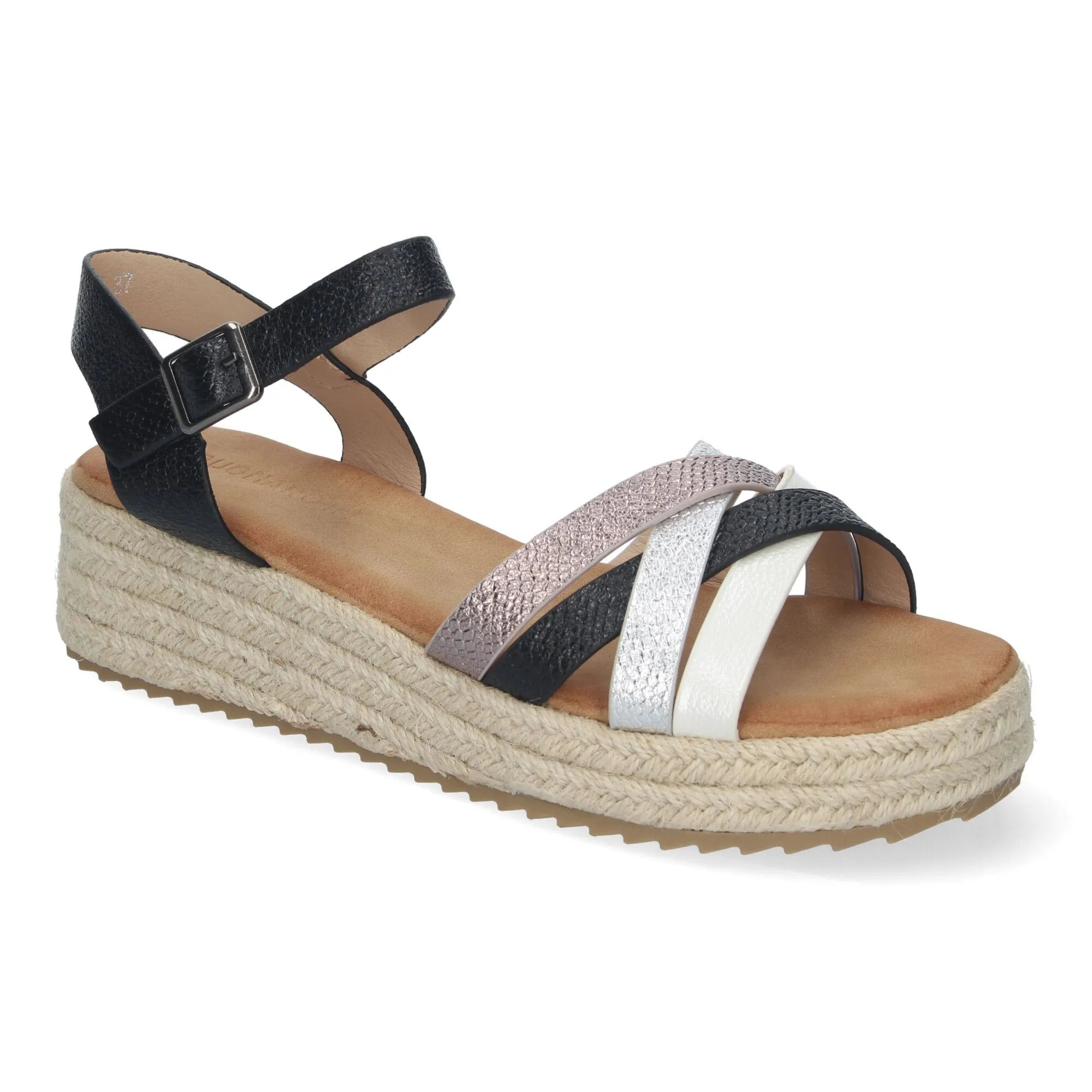 SANDALIAS PLANAS FORRADAS EN YUTE PALA ABIERTA MUJER COLOR NEGRO CF2480