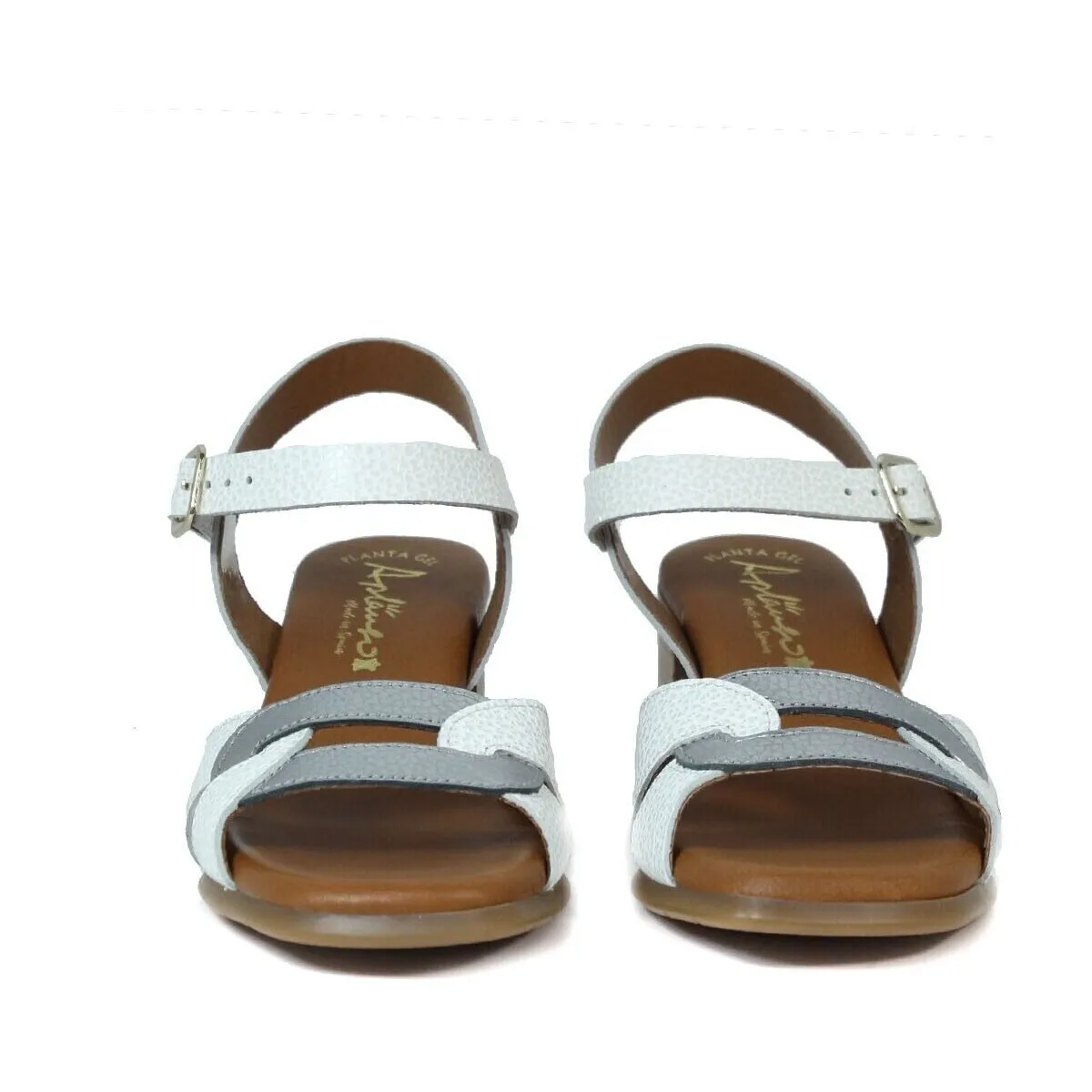 SANDALIAS TACÓN CON PLANTA DE GEL  BOMBI 1980 BLANCO
